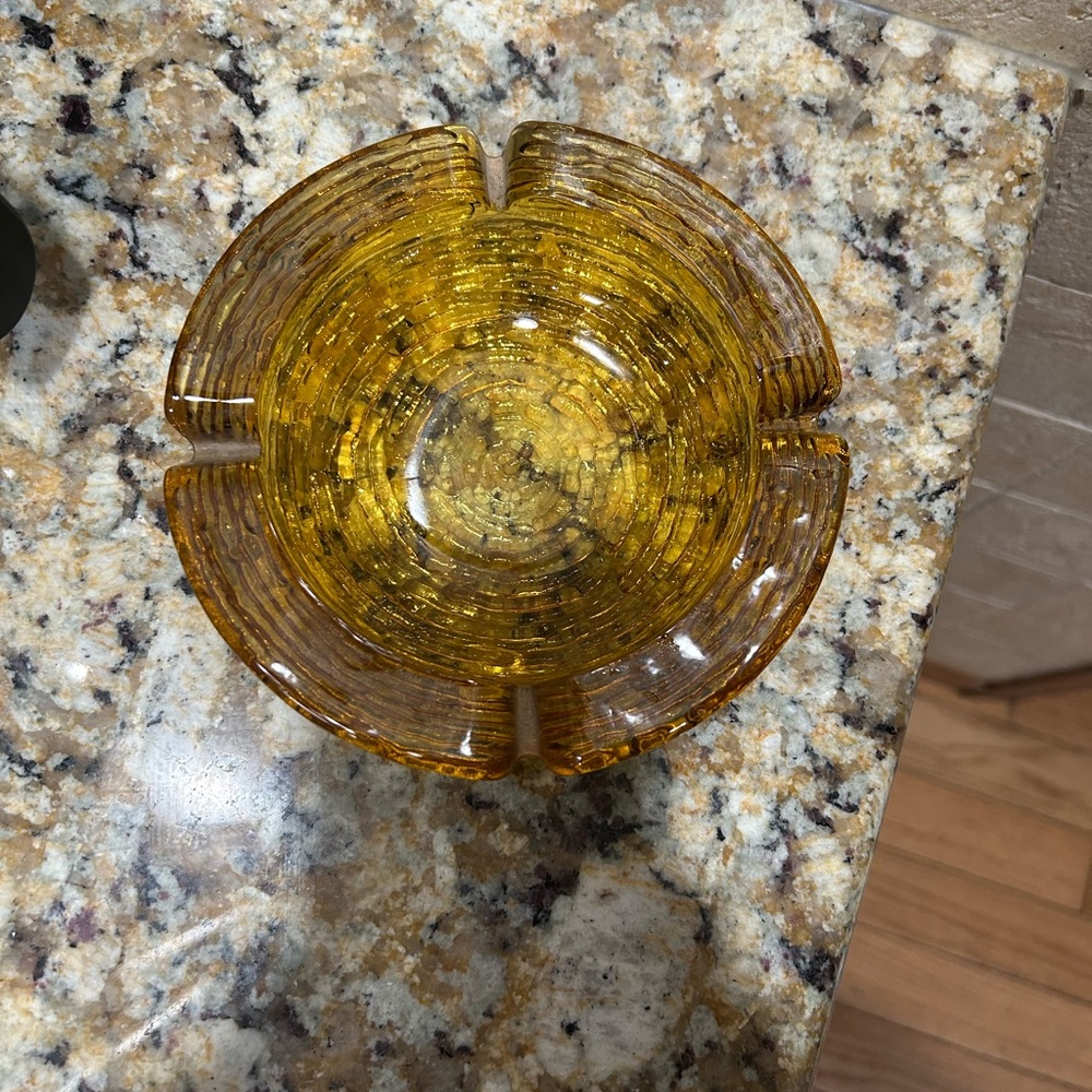 Vintage Amber Glass Ashtray